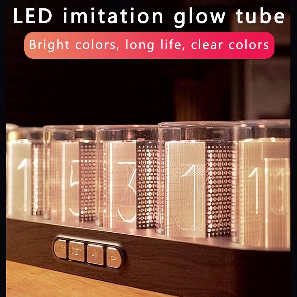 GUAZI STORE Imitation Nixie Tube Clock RGB Creative Clock 16 Million Colors, Mode Adjustments with G