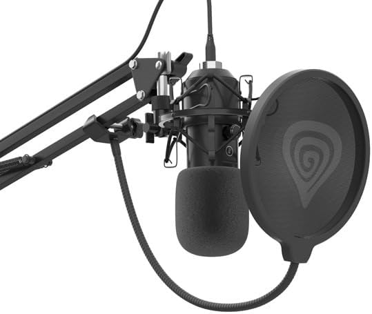 Genesis Gaming Mikrofon Radium 400 G2 mit Arm, USB Microphone Kit mit Stummschalttaste für Podcast S