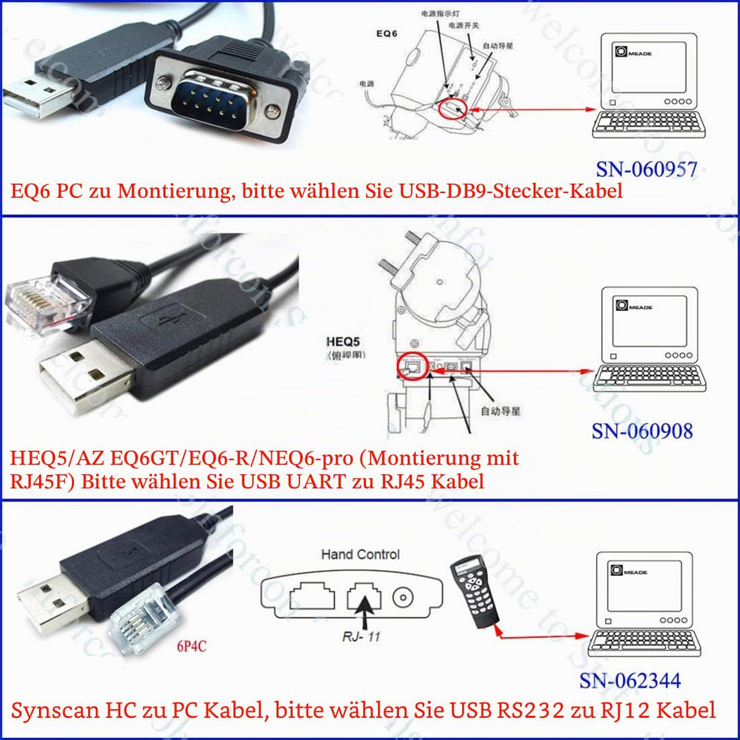 Skywatcher Teleskope Goto Control EQMOD ASCOM-Kabel für HEQ5pro AZEQ5 AZEQ6 EQ6-R Asiair Synscan Got