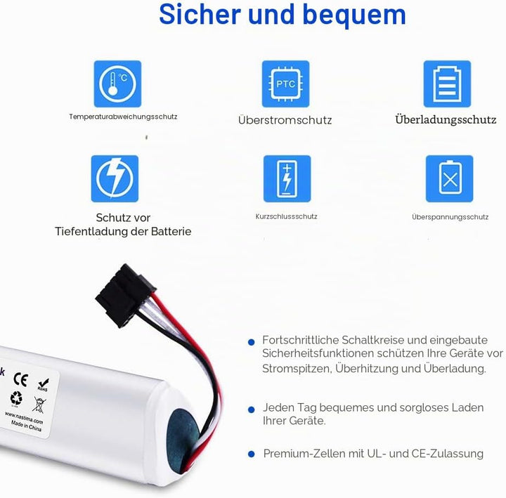NASTIMA 12V 5000mAh Li-Ion Akku Ersatz Kompatibel mit Neato Botvac D Serie D85, D80, D75 und Botvac