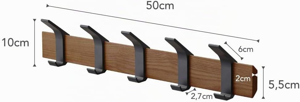 Wall coat rack - Rin - brown Schwarz, Schwarz