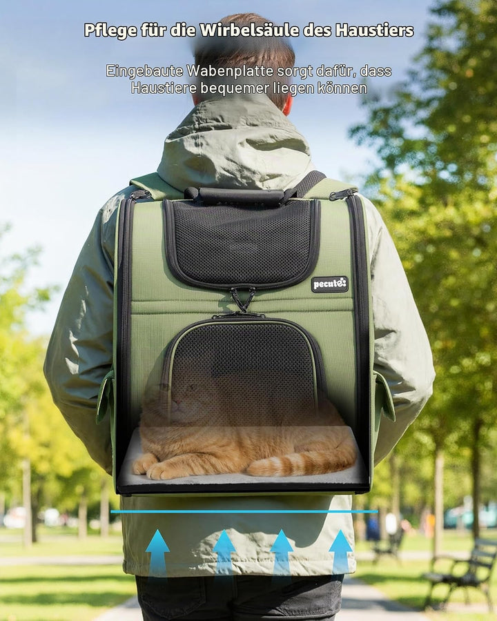 pecute Haustier Expansions Rucksüke für Hund und Katzen mit Front Opening-Mesh Fenstertaschen, Tragb