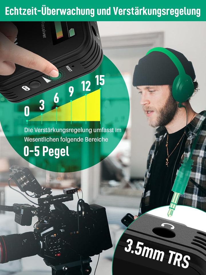 SYNCO G2 A1 Lavalier Mikrofon Wireless, Ansteckmikrofon Kabellos System bis zu 70m für DSLR Kamera C