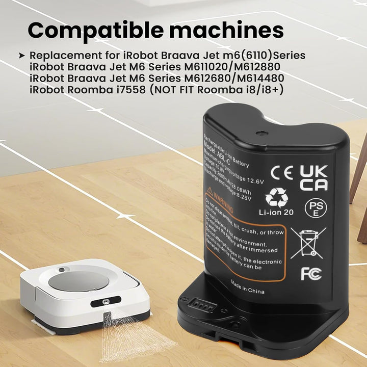 ANTIEE ABL-C Akku Kompatibel mit iRobot Braava Jet M611020 M612880 M612680 M614480 Series，Replacemen