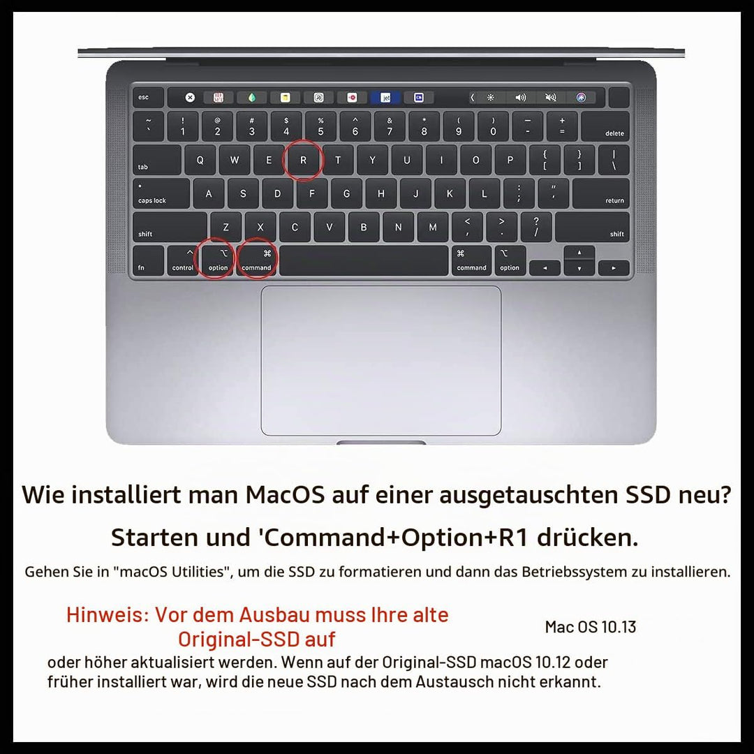 KINGDATA 512GB SSD für MacBook Pro A1708 PCIe Gen3x4 M.2 NVMe, interne Solid State Drive Upgrade für