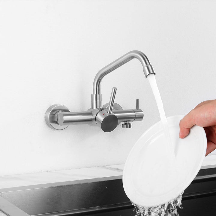 Wasserhahn Küche Wandmontage für Geschirrspüler/Waschmaschine, Küchenarmatur Wand Mischbatterie mit