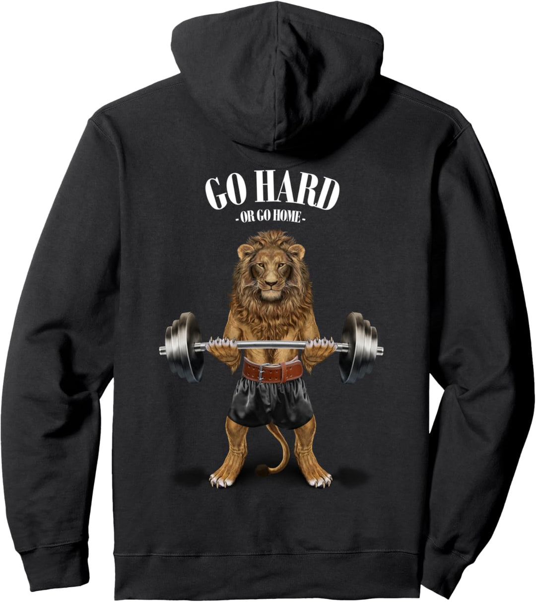 Löwe, der Gewichte im Fitnessstudio hebt Pullover Hoodie