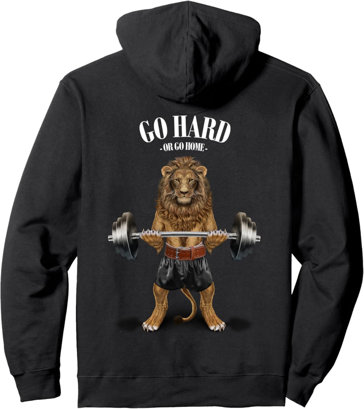 Löwe, der Gewichte im Fitnessstudio hebt Pullover Hoodie