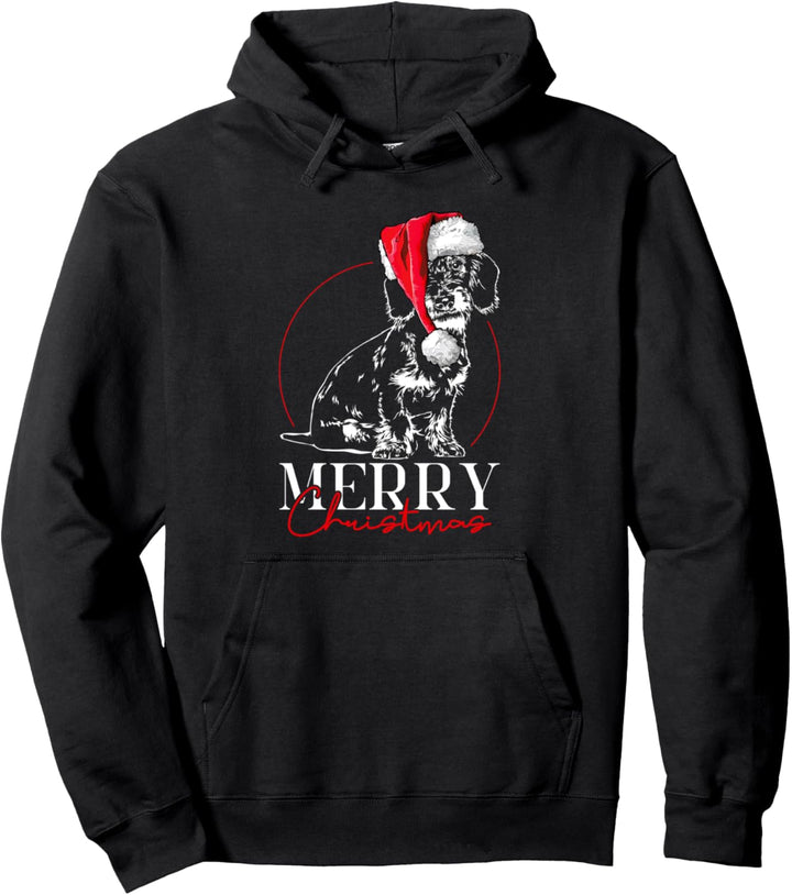 Santa Rauhaardackel Merry Christmas Weihnachten Hunde Pullover Hoodie