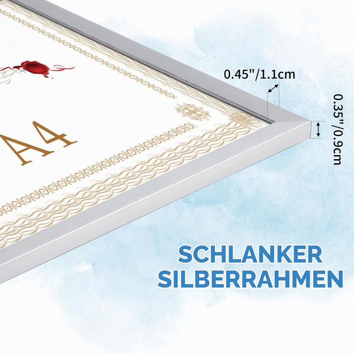 Hoikwo 18 Stück Bilderrahmen A4 Set, Silber Rahmen din A4 für 21x29,7 cm Foto Bilder Kinderzeichnung