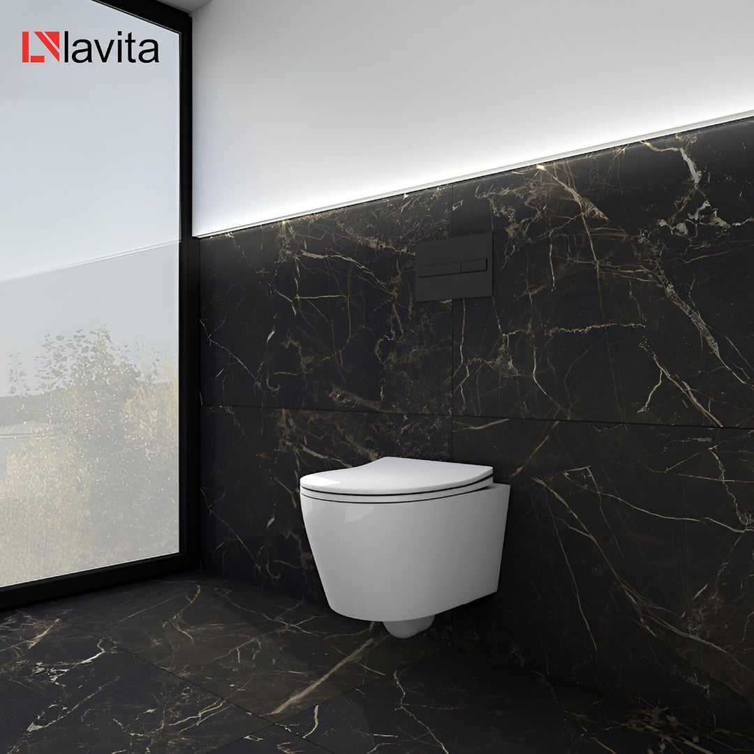 LAVITA Wand-WC Dalia Hänge Toilette Toilettendeckel mit Absenkautomatik &amp; Metallscharniere Toiletten