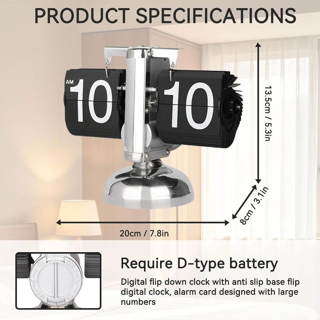 HERCHR Flip-Schreibtischuhr, Retro-Digital-Flip-Down-Uhr, Retro-Minimalist-Einfuss-mechanische Auto-