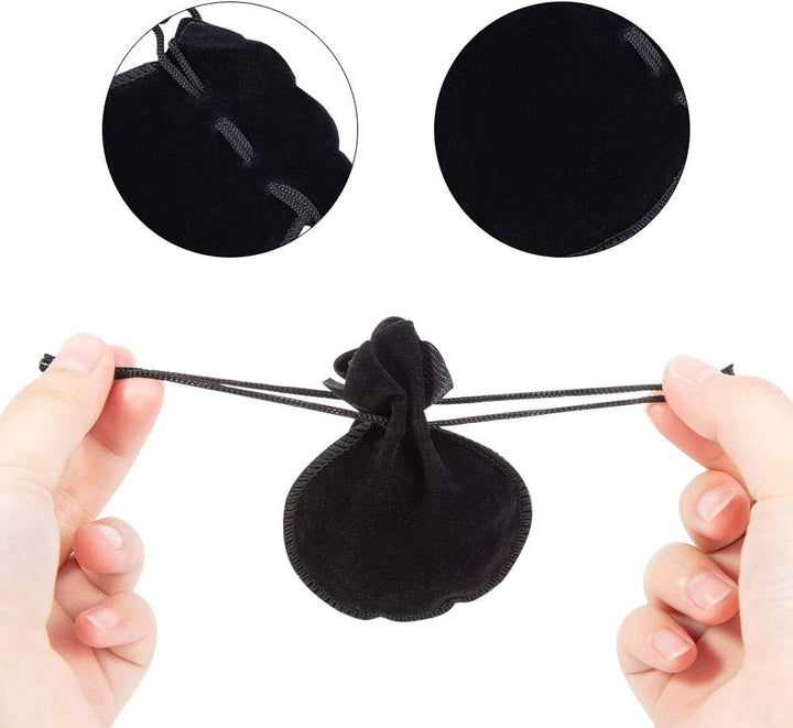 nbeads 200 Stück Samtbeutel Kleine schwarz Schmuck Kordelzug Taschen Geschenk Verpackung Beutel für