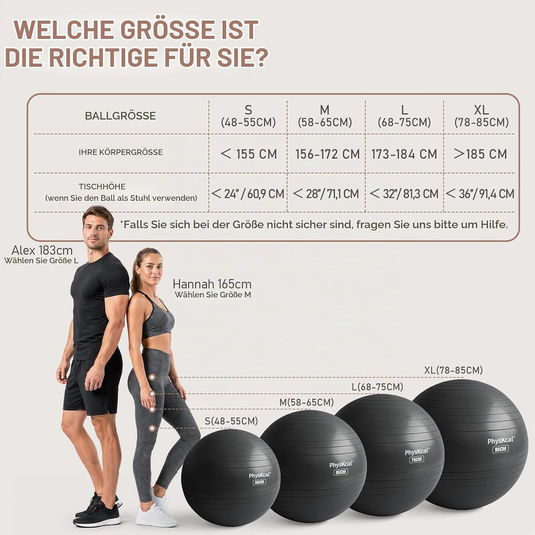 Gymnastikball und 23 cm Pilatesball Set, Anti Burst Gymnastikball, Anti-Rutsch-Sitzball, Balanceball