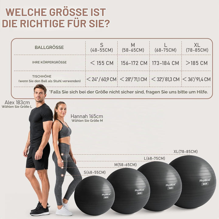Gymnastikball und 23 cm Pilatesball Set, Anti Burst Gymnastikball, Anti-Rutsch-Sitzball, Balanceball