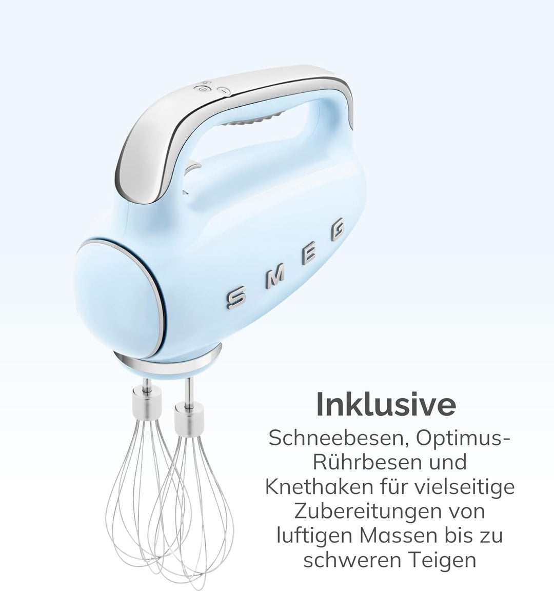 Smeg, HMF01PGEU Electric Mixer, 9 -Geschwindigkeitsniveaus, Turbofunktion, glattes Start -Start -up