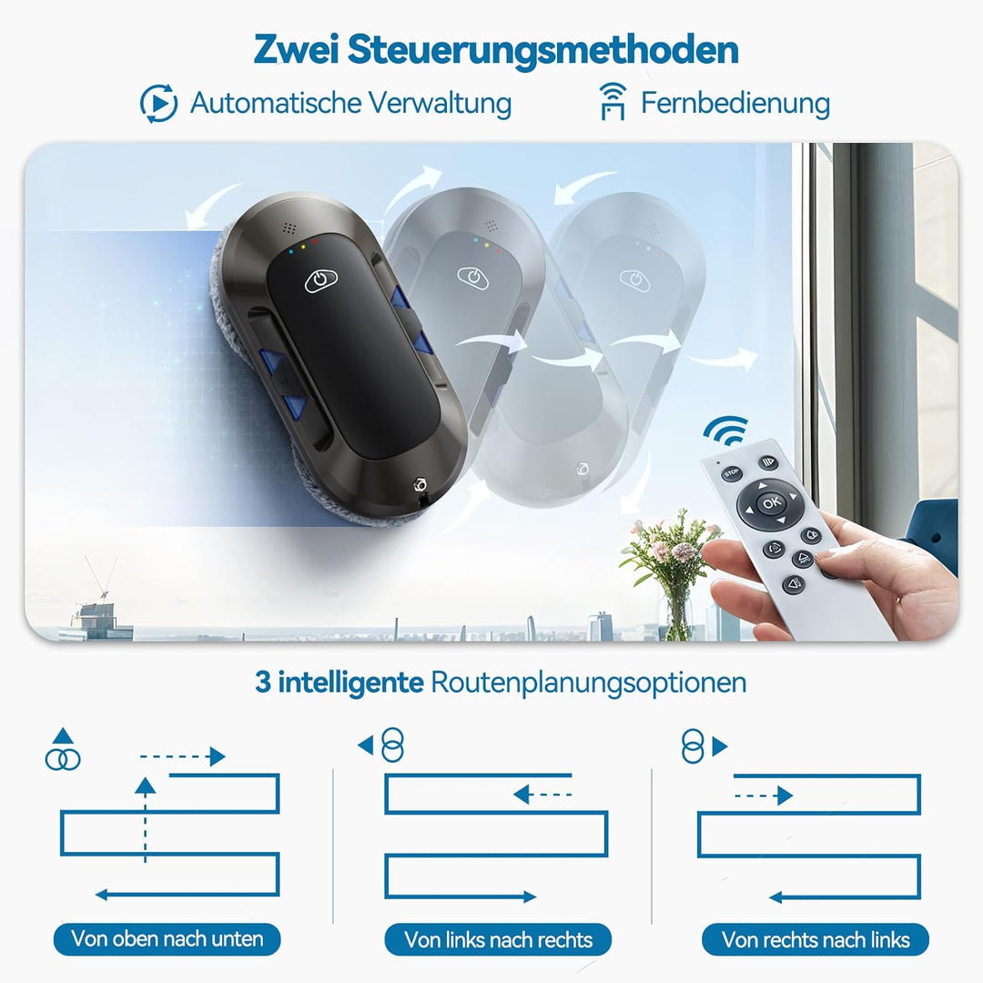 W23D Fensterputzroboter mit aktiver Sprühfunktion, 6000 Pa Saugkraft,, W23d