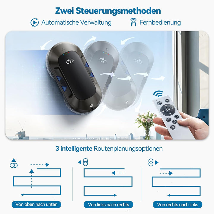 W23D Fensterputzroboter mit aktiver Sprühfunktion, 6000 Pa Saugkraft,, W23d