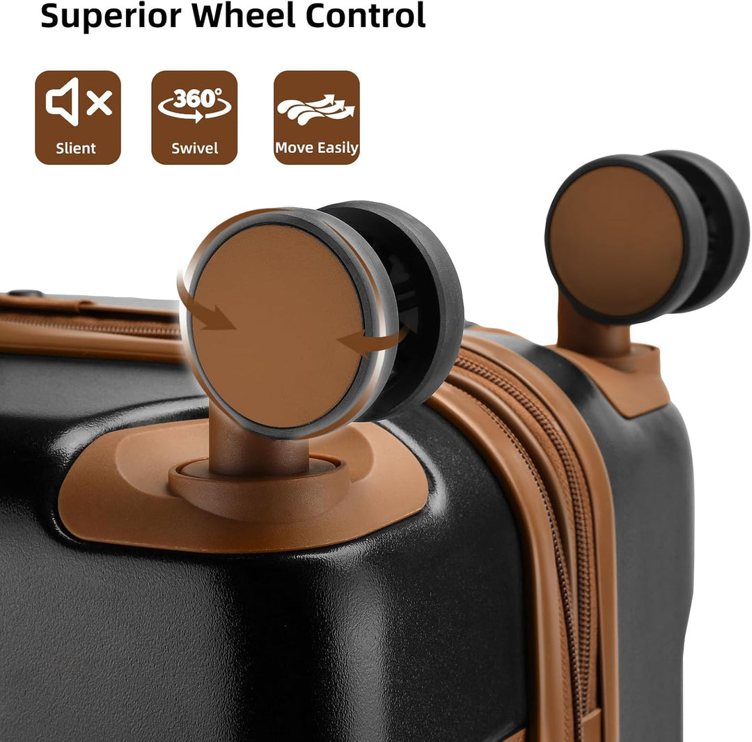 LARVENDER Gepäcksets Dehnbares Vintage-Gepäckset, 20 Inch( Carry-on) Schwarz, 50,8 Cm 20 Inch( Carry