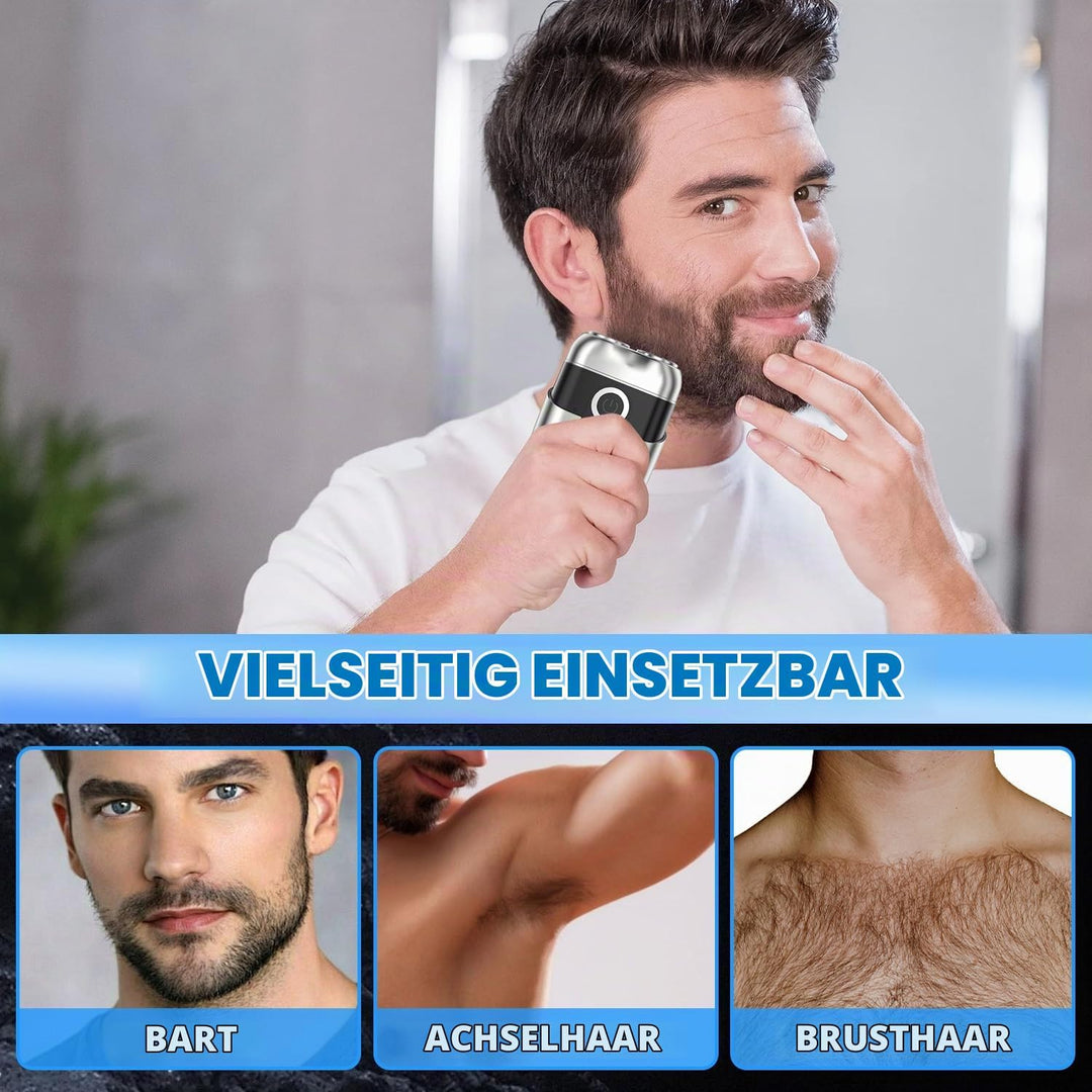 Mini Rasierer Herren Elektrisch, Tragbar Elektrorasierer mit LED-Anzeige, USB Wiederaufladbare Nass