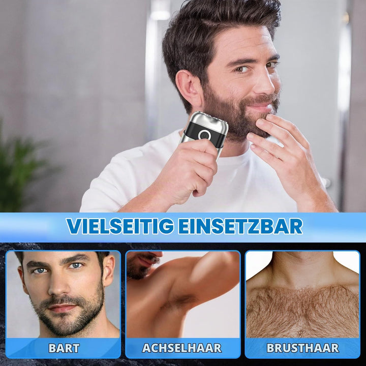 Mini Rasierer Herren Elektrisch, Tragbar Elektrorasierer mit LED-Anzeige, USB Wiederaufladbare Nass