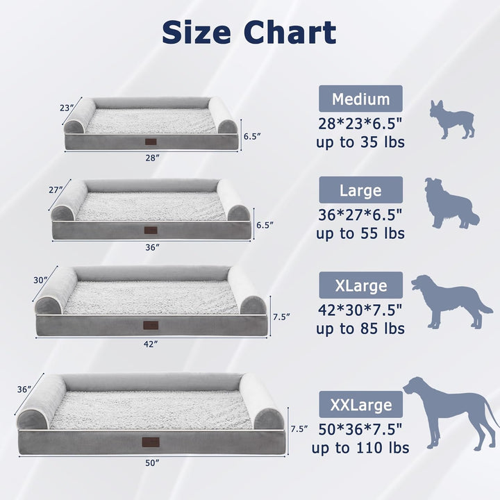 WESTERN HOME Orthopädisches Hundebett mittelgrosse Hunde hundesofa Hundecouch Hunde Bettchen mit Hoh