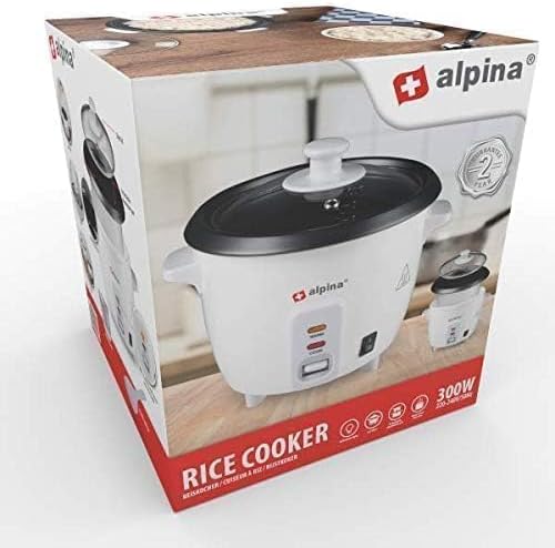 alpina Dampfgarer Reiskocher Warmhaltefunktion 0,6L Dampfgarer Reiskochtopf Aluminiumtopf 300 Watt 0