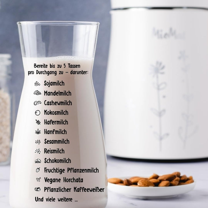 8-in-1 Pflanzlicher Milchbereiter | Bereiten Sie 1,2L natürliche Mandelmilch, Sojamilch, Hafermilch,