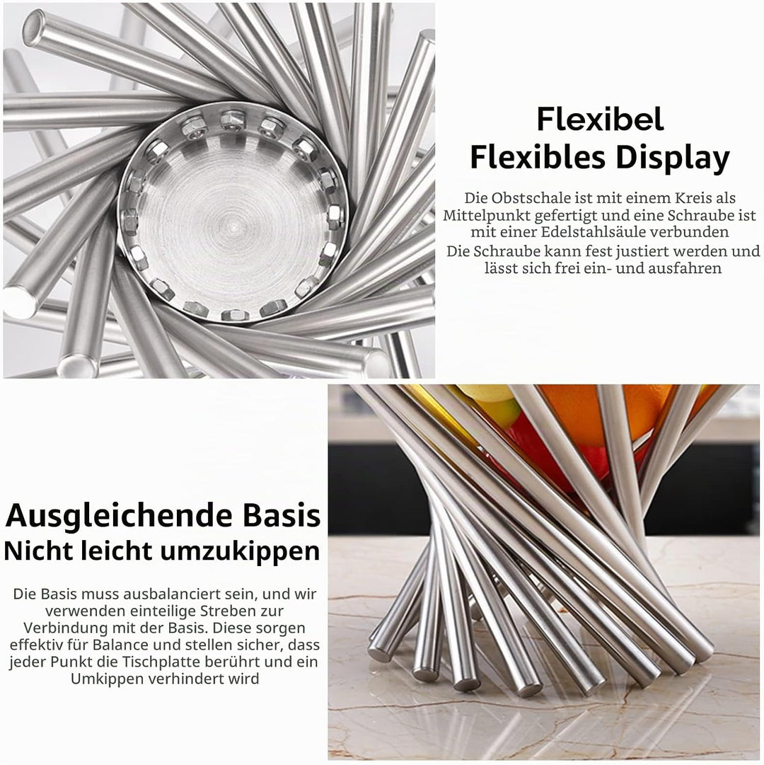 Früchtekorb Edelstahl Modern, Früchtekorb Basket Silber Faltbarer Dekorative Obstkorb Stehend, Campi