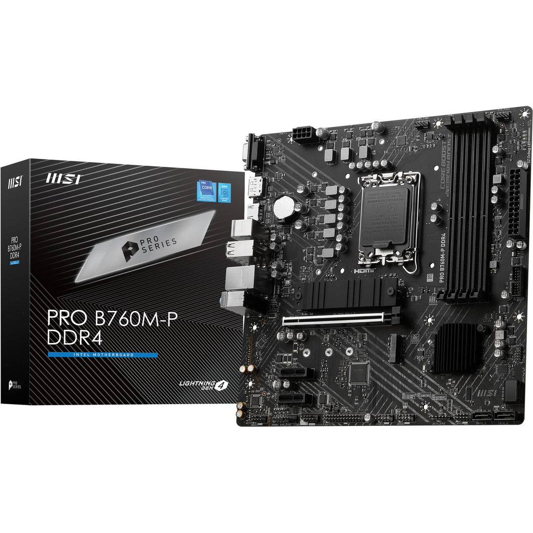 MSI PRO B760M-P DDR4 Mainboard, Micro-ATX - Unterstützt Intel 12th &amp; 13th Gen Core Prozessoren, LGA