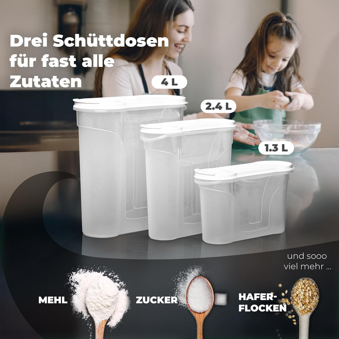 Novaliv Schüttdosen 4 STÜCK Vorratsdose zum Streuen 2,4 Liter - Masse (LxBxH): 22 x 21 x 8,5 cm - Do