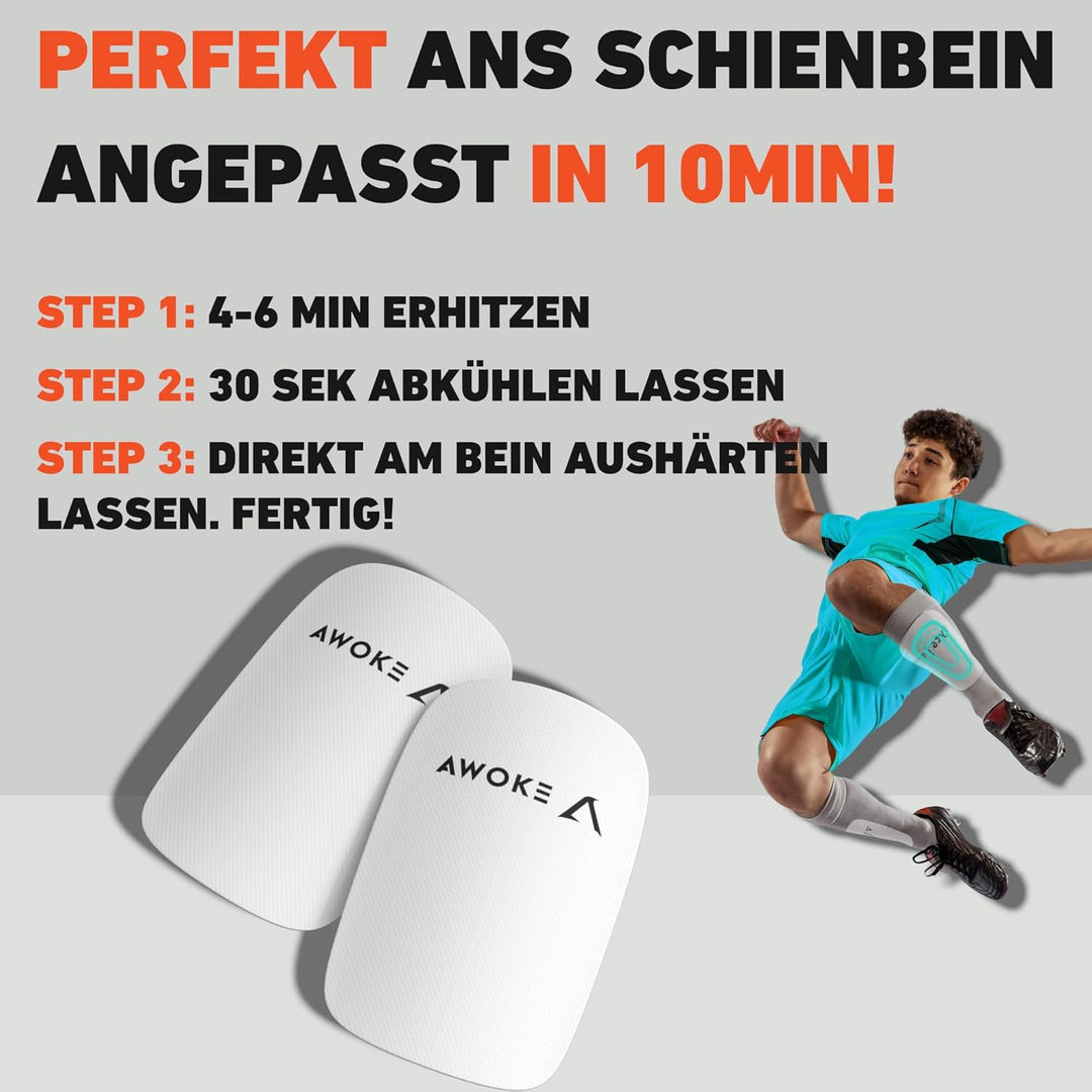 AWOKE® Anpassbare Schienbeinschoner Fussball Herren – Mini Schienbeinschoner für Fussball – Schienbe