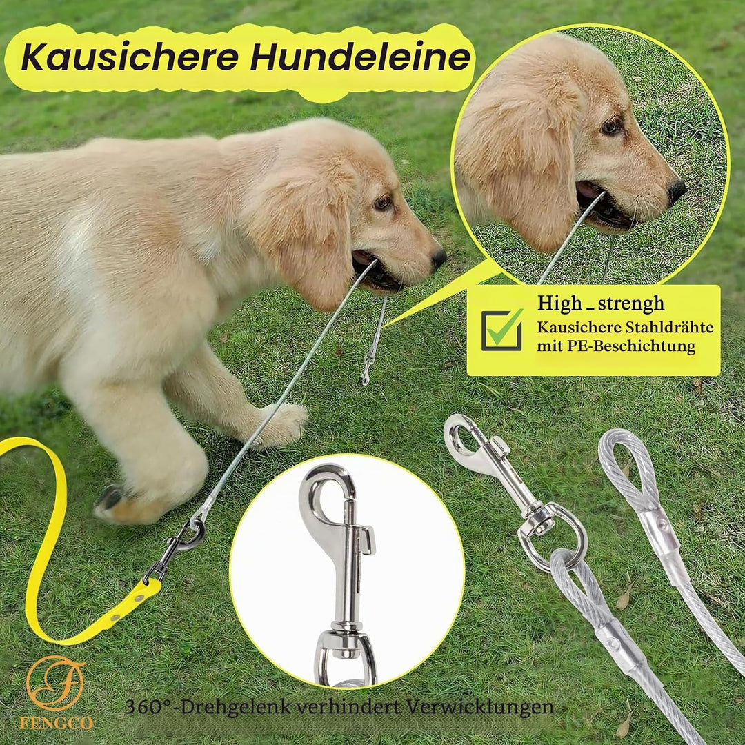 Wasserdicht Schleppleine für Hunde,mit Chew Proof Tie-Out Leinen,Wasserdicht Trainingsleine für Hund