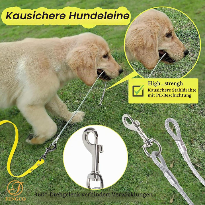 Wasserdicht Schleppleine für Hunde,mit Chew Proof Tie-Out Leinen,Wasserdicht Trainingsleine für Hund