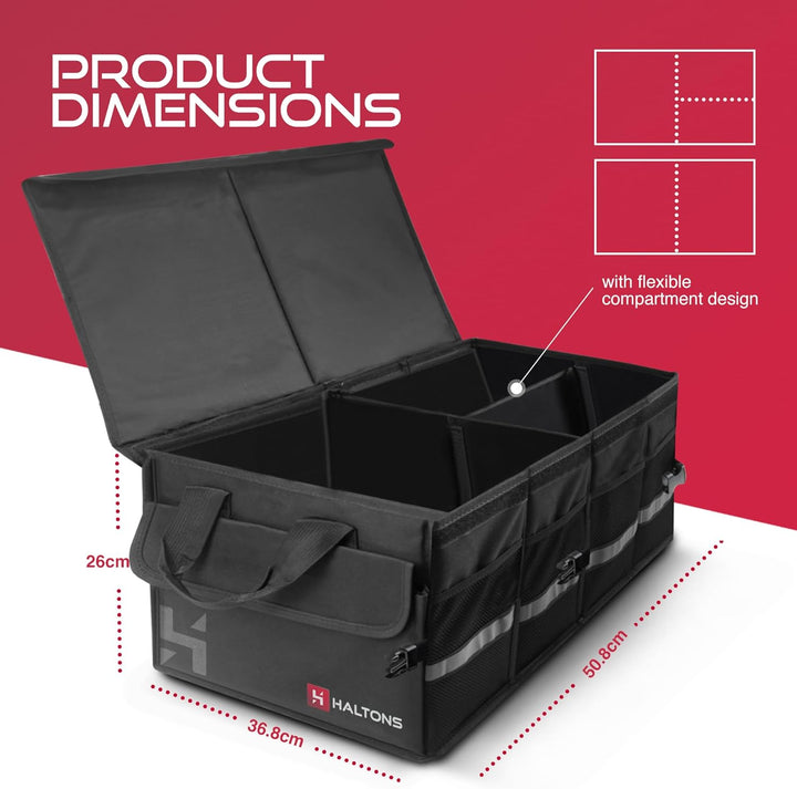 Faltbarer Kofferraum-Organizer Gross, strapazierfähiges 600D Oxford & 210D Polyester, tragbare Koffe