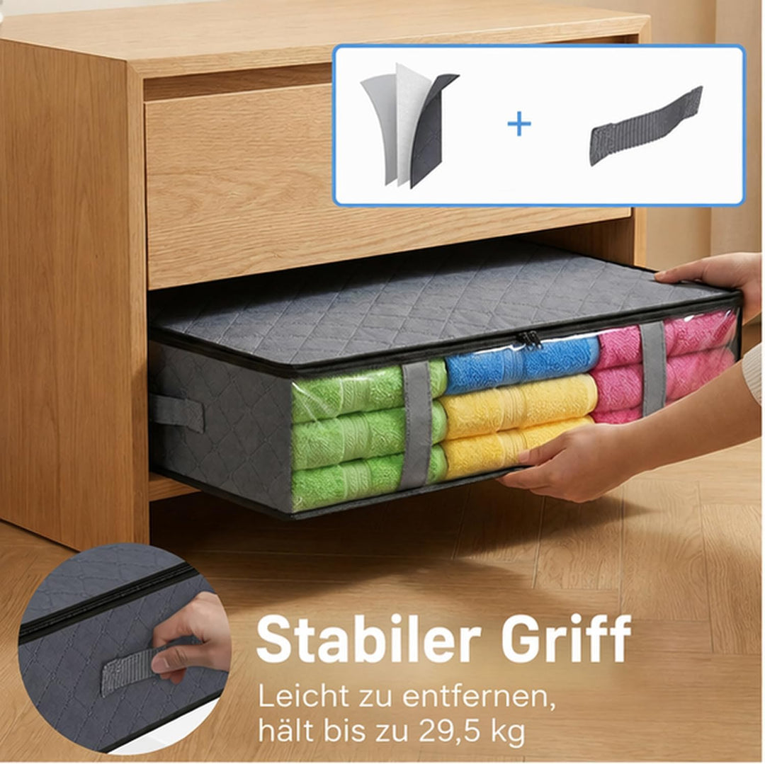 4 Stück Unterbett Aufbewahrungsbox Bettkasten Aufbewahrung 60x45x15cm Unterbettkommode für Bettdecke