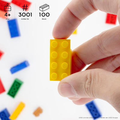 Lego Steine Classic, Gelb, 2x4 Bausteine, 100 Stück - Einzelteile Starterset oder Erweiterung für Le