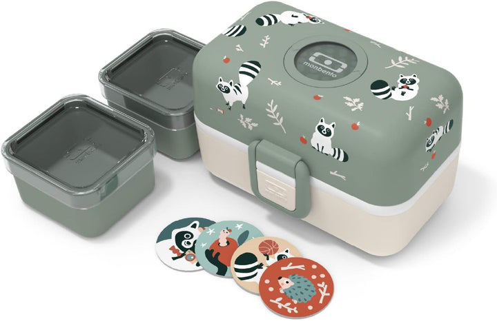 monbento - Kinder Lunchbox MB Tresor Raccoon - Waschbär - Bento Box mit 3 Fächern - Ideal für Mittag