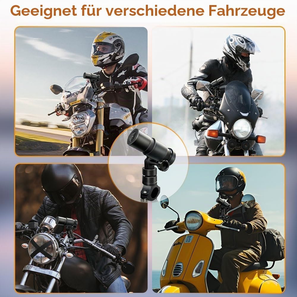 VSYSTO WiFi Motorrad Kamera, OLED Kabelcontroller, GPS, ODO Berechnung, wasserdicht HD 1080P 150 ° W
