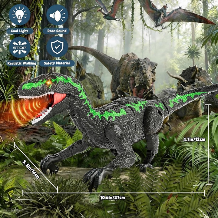 Fernsteuerungs-Dinosaurier für Kinder ab 3, 2,4 GHz RC-Dino mit 3D-Augen & 3 Geräuschen, interaktive