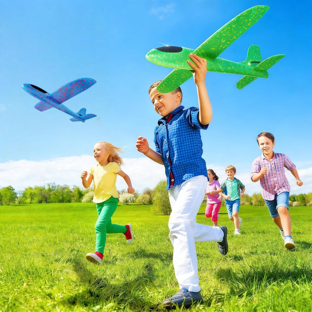 Luthando 4 Stück Styropor Flugzeuge Kinder - Styroporflieger Flieger Wurfgleiter, 38cm Styroporflieg
