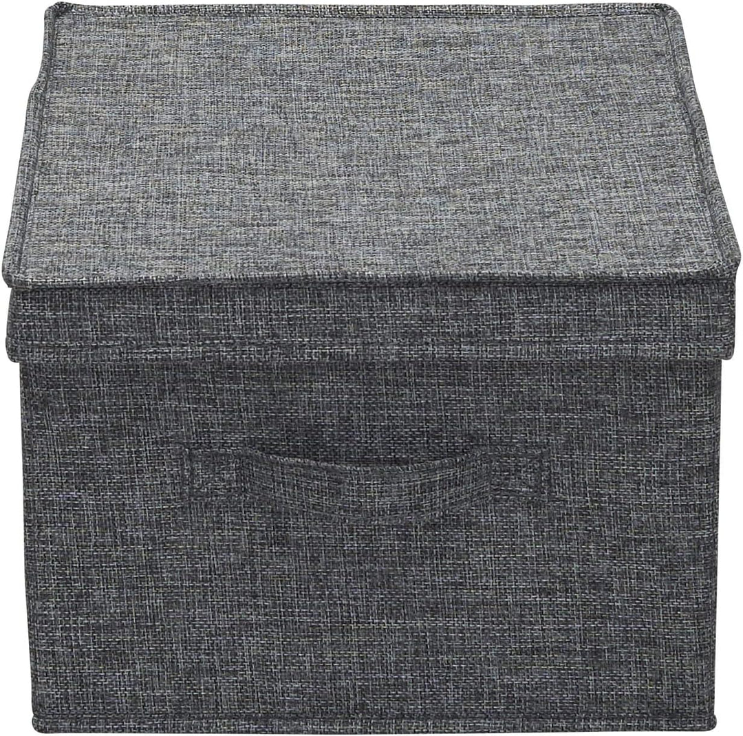 Household Essentials Large Fabric Storage Bins with Lids, Graphite, Set of 2 Gross Grau (Graphite//N