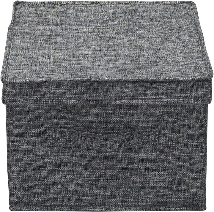 Household Essentials Large Fabric Storage Bins with Lids, Graphite, Set of 2 Gross Grau (Graphite//N