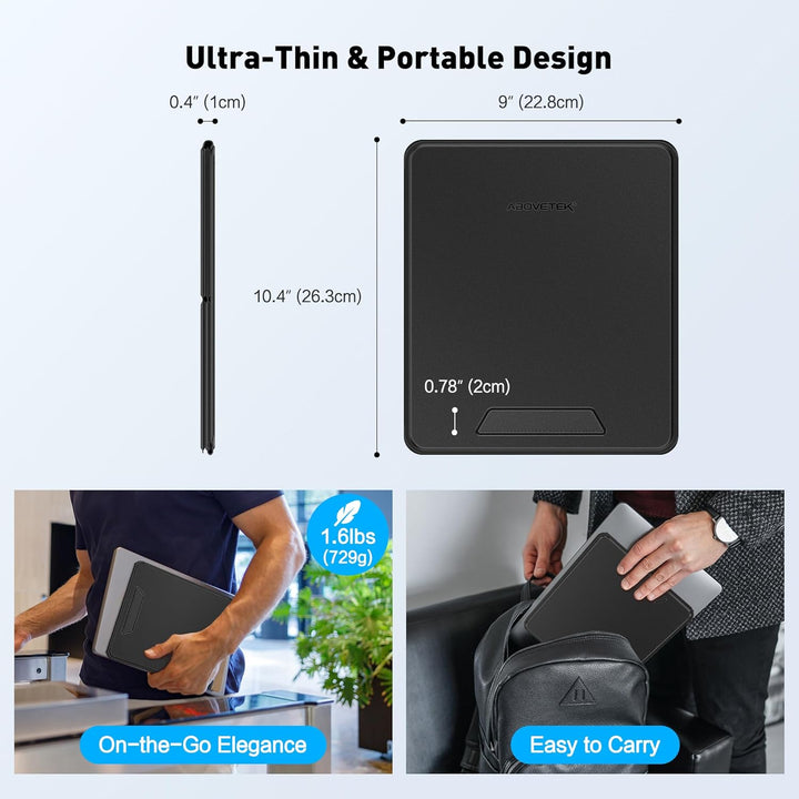 AboveTEK Tragbarer Laptopunterlage, 2-in-1 PU-Leder Faltbarer MacBook Ständer für Schreibtisch, Pass