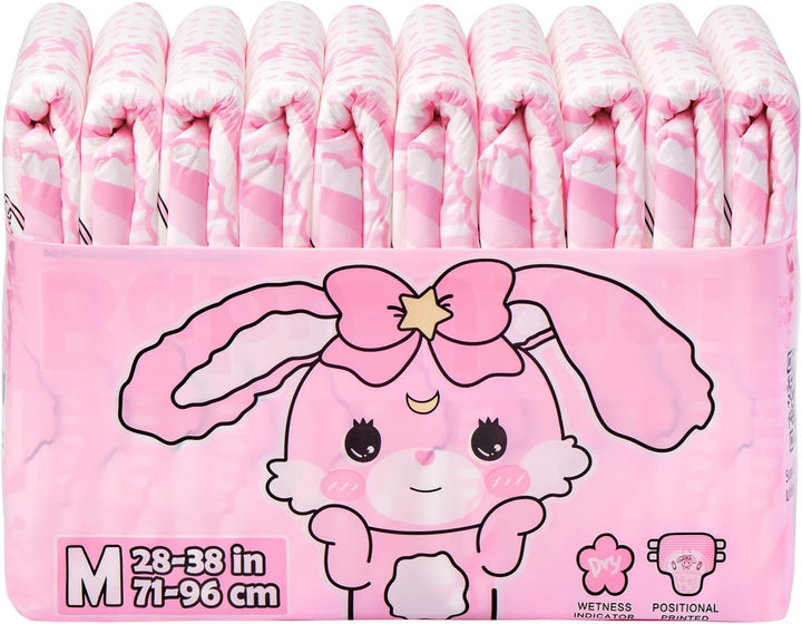 LittleForBig 5500-5800 ml Erwachsenen Gedruckten Windeln 10 Stück - Baby Usagi (M) M Rosa, M Rosa