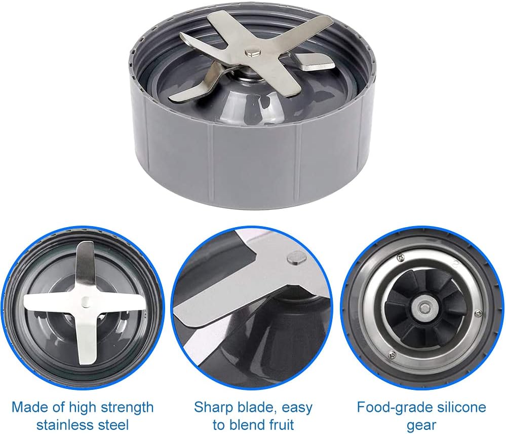 MMOBIEL Ersatz-Baugruppe für Emulgator-Entsafter-Kreuzklingen für NutriBullet, 600/900 W, grau, inkl