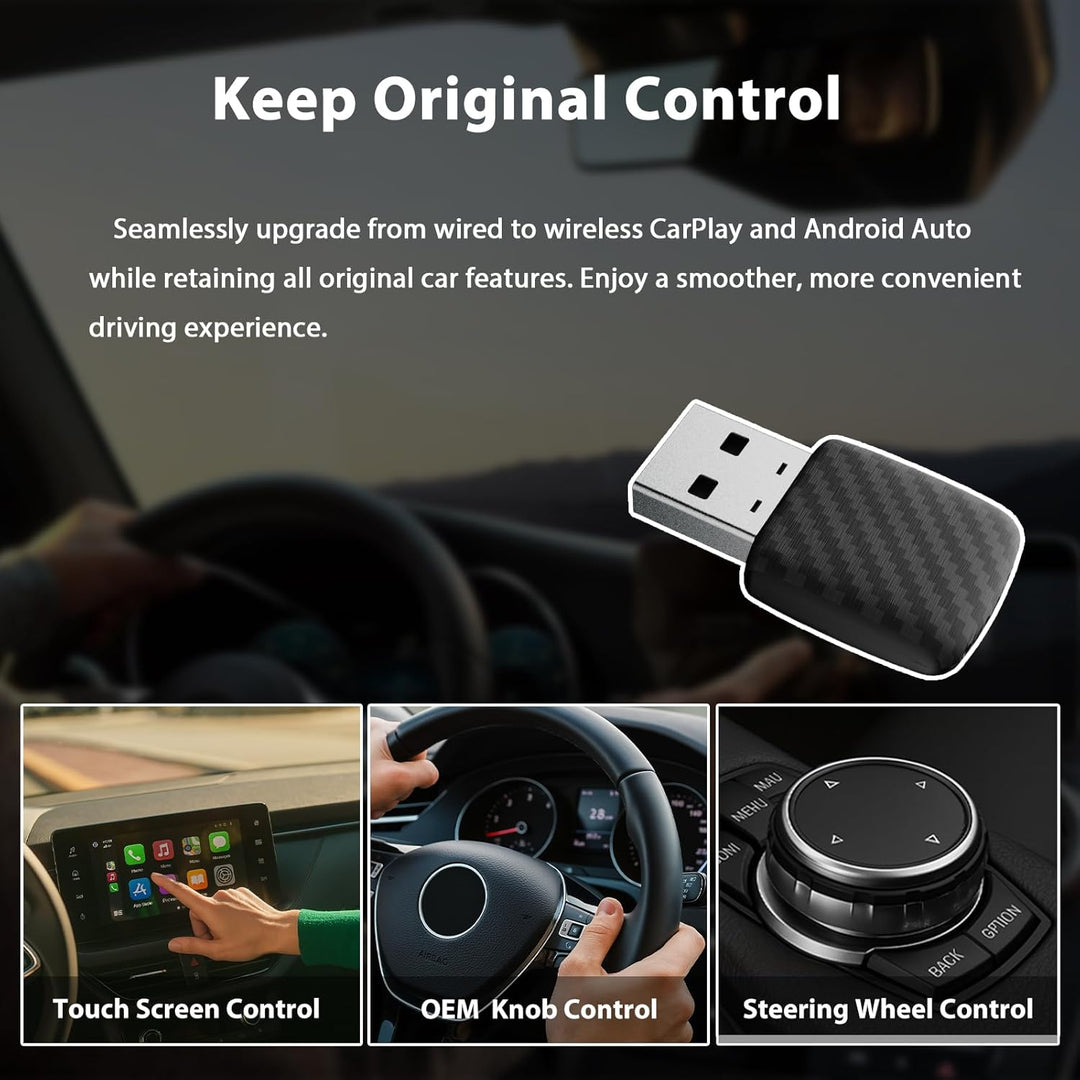 Wireless CarPlay & Android Auto Adapter, Bluetooth 5.0 Mini Adapter für Fahrzeuge, Kabelloses Plug &