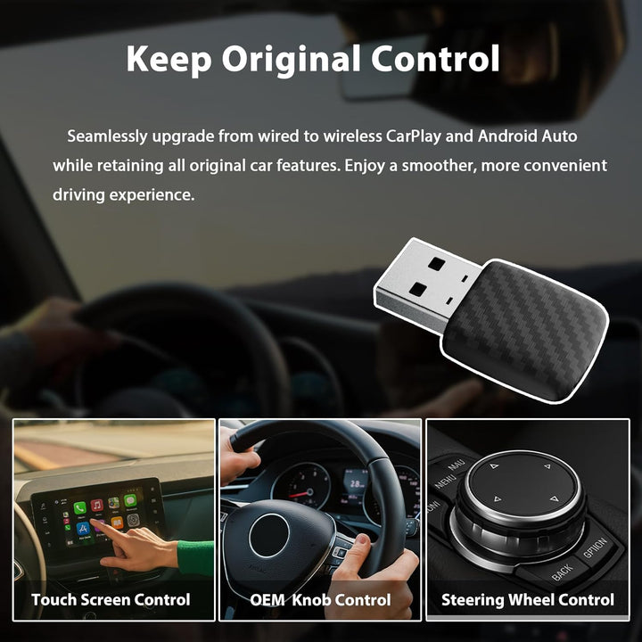 Wireless CarPlay & Android Auto Adapter, Bluetooth 5.0 Mini Adapter für Fahrzeuge, Kabelloses Plug &