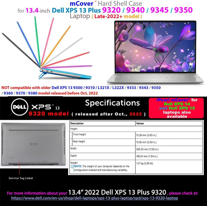 mCover Nur kompatibel mit 2022 ~ 2023 13,4 Zoll Dell XPS 13 Plus 9320 Nicht-2-in-1-Serie traditionel