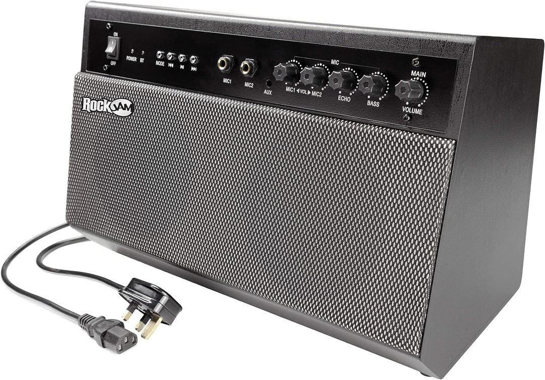 RockJam Premium Performer 100-Watt-Bluetooth-Karaoke-Maschine & PA-System mit zwei Karaoke-Mikrofone